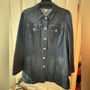 Chicos 3 2X XXL long barn denim jacket LIKE NEW jacket $129 autumn coat Jean